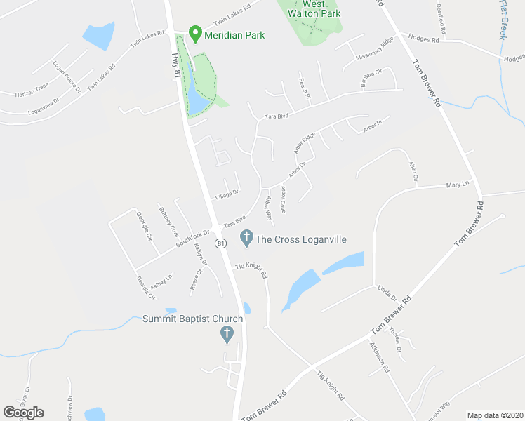 map of restaurants, bars, coffee shops, grocery stores, and more near 812 Arbor Way in Loganville