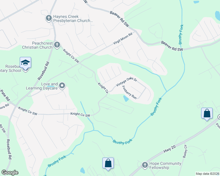 map of restaurants, bars, coffee shops, grocery stores, and more near 2251 Vintage Oaks Drive in Loganville