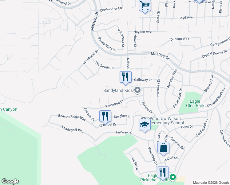 map of restaurants, bars, coffee shops, grocery stores, and more near 1668 Honors Circle in Corona