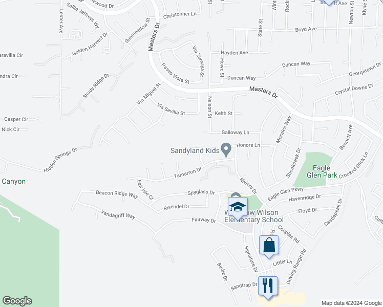 map of restaurants, bars, coffee shops, grocery stores, and more near 1678 Honors Circle in Corona