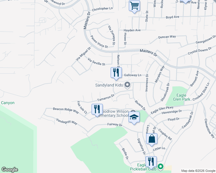 map of restaurants, bars, coffee shops, grocery stores, and more near 1678 Honors Circle in Corona