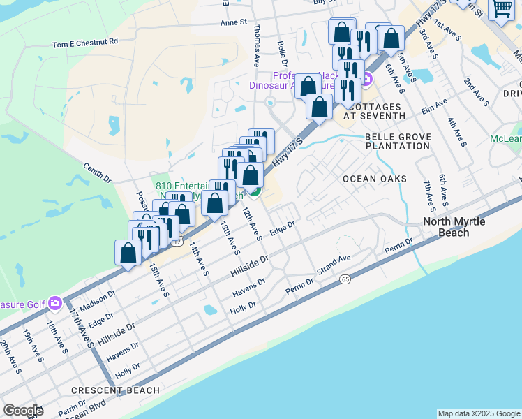 map of restaurants, bars, coffee shops, grocery stores, and more near 1019 Highway 17 South in North Myrtle Beach