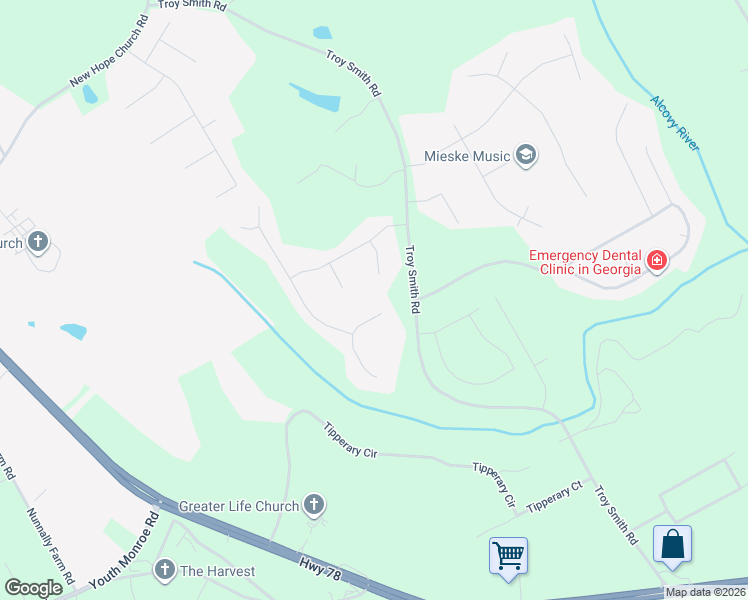 map of restaurants, bars, coffee shops, grocery stores, and more near 2313 Acorn Way in Monroe