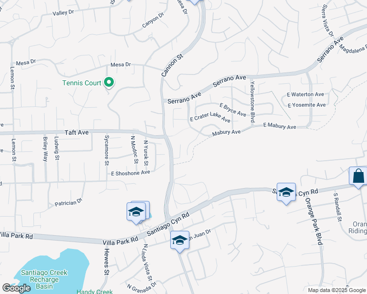 map of restaurants, bars, coffee shops, grocery stores, and more near 1725 North Williamsburg Street in Orange