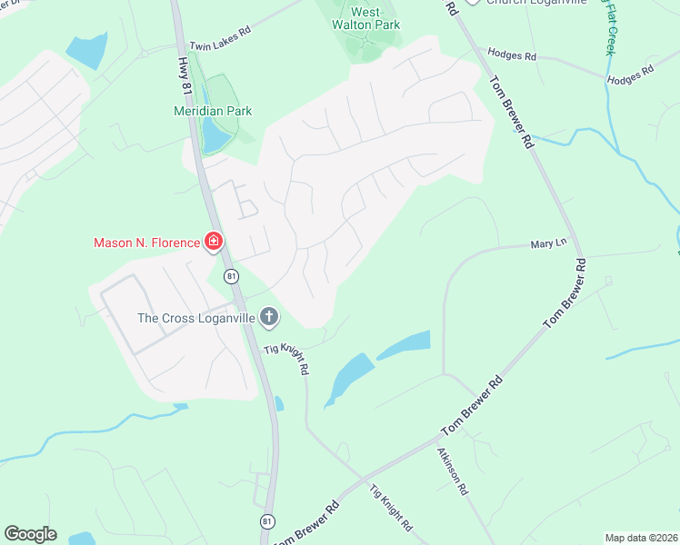 map of restaurants, bars, coffee shops, grocery stores, and more near 606 Arbor Ridge in Loganville