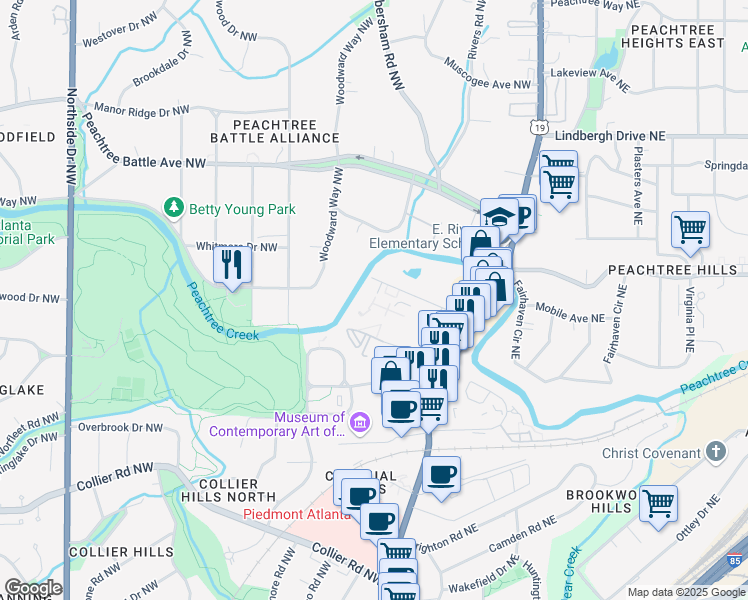 map of restaurants, bars, coffee shops, grocery stores, and more near in Atlanta