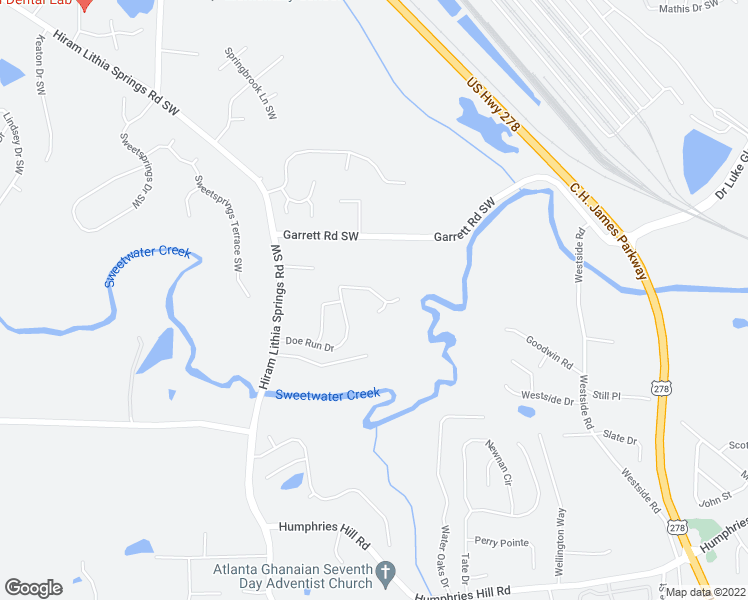 map of restaurants, bars, coffee shops, grocery stores, and more near 3901 Doe Run Drive in Powder Springs