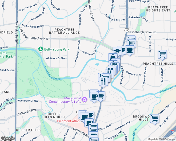 map of restaurants, bars, coffee shops, grocery stores, and more near in Atlanta
