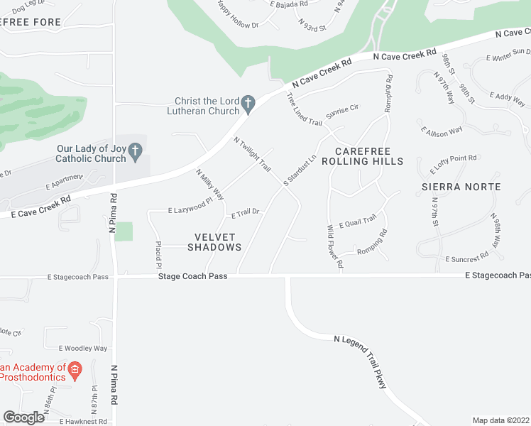 map of restaurants, bars, coffee shops, grocery stores, and more near 36419 North Stardust Lane in Carefree