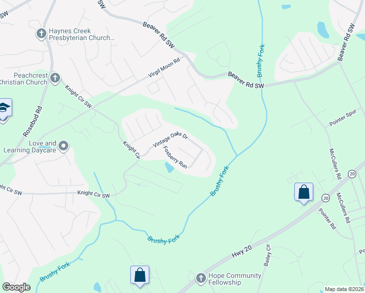 map of restaurants, bars, coffee shops, grocery stores, and more near 1673 Annie Love Way in Loganville