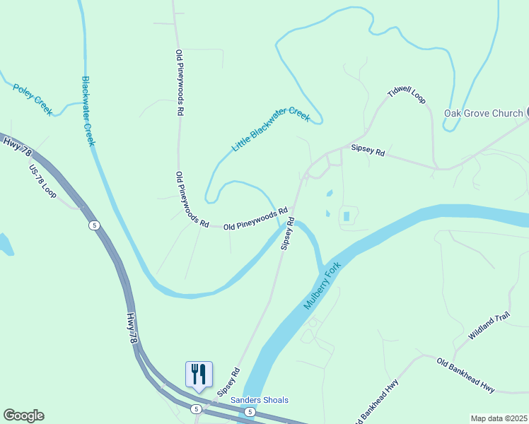map of restaurants, bars, coffee shops, grocery stores, and more near 64-290 Old Pineywoods Road in Jasper