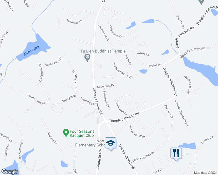 map of restaurants, bars, coffee shops, grocery stores, and more near 2914 Sagemont Place in Snellville