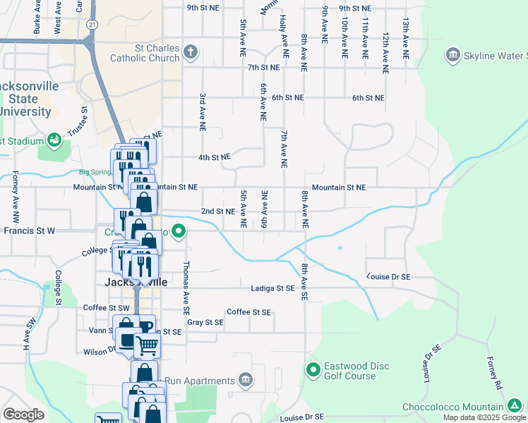 map of restaurants, bars, coffee shops, grocery stores, and more near 200 6th Avenue Northeast in Jacksonville