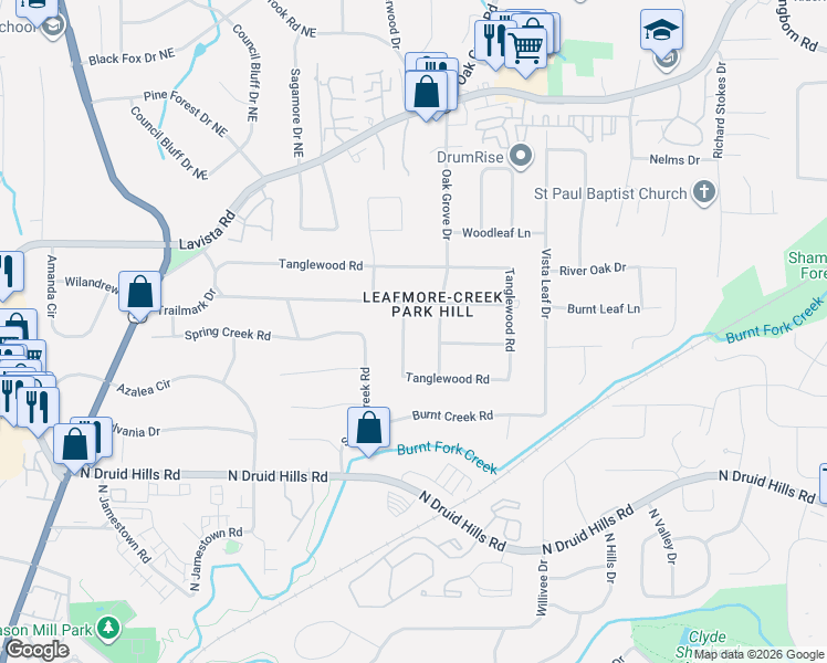 map of restaurants, bars, coffee shops, grocery stores, and more near in North Decatur
