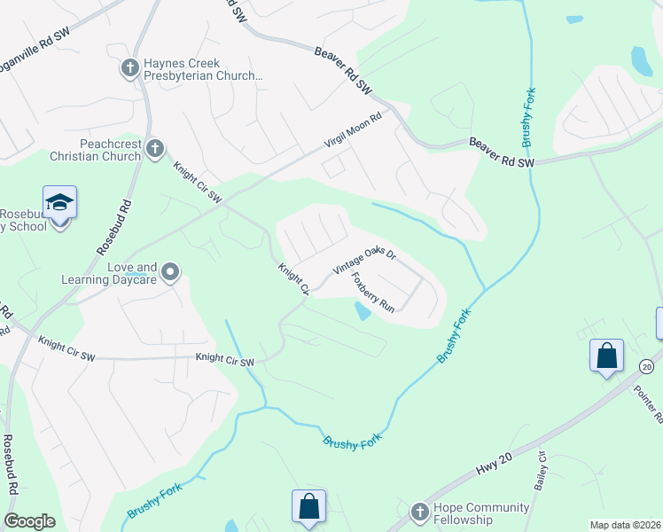 map of restaurants, bars, coffee shops, grocery stores, and more near 2221 Vintage Oaks Drive in Loganville