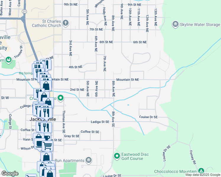 map of restaurants, bars, coffee shops, grocery stores, and more near 201 7th Avenue Northeast in Jacksonville