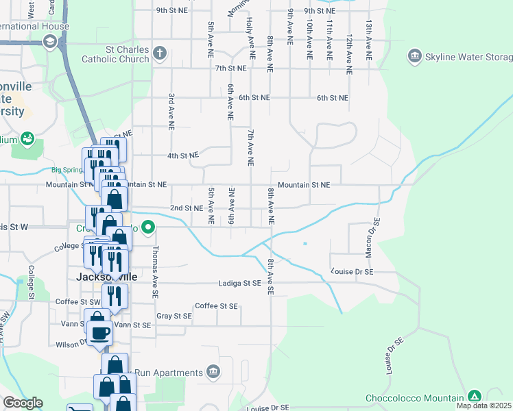 map of restaurants, bars, coffee shops, grocery stores, and more near 201 7th Avenue Northeast in Jacksonville