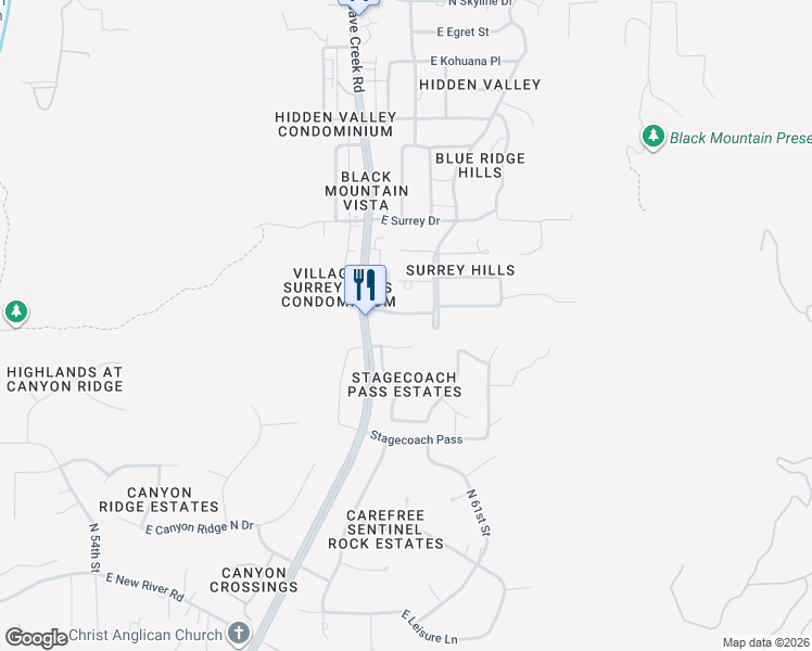 map of restaurants, bars, coffee shops, grocery stores, and more near 5941 East Carriage Drive in Cave Creek