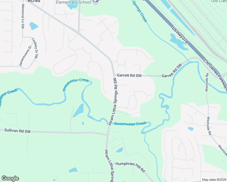 map of restaurants, bars, coffee shops, grocery stores, and more near 5530 Hiram Lithia Springs Road Southwest in Powder Springs