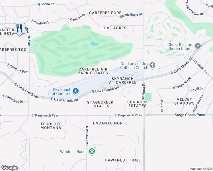 map of restaurants, bars, coffee shops, grocery stores, and more near 8502 East Cave Creek Road in Carefree