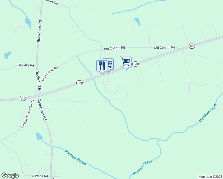map of restaurants, bars, coffee shops, grocery stores, and more near 25 Cherokee Circle in Buchanan