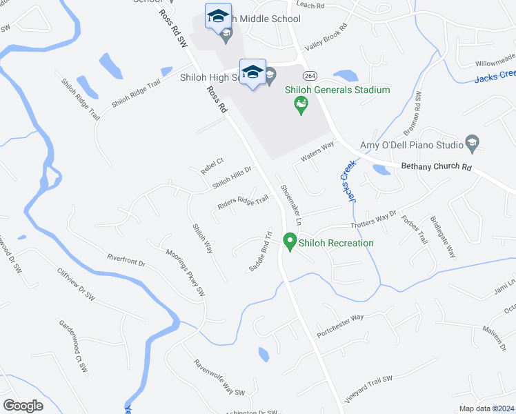 map of restaurants, bars, coffee shops, grocery stores, and more near 4430 Riders Ridge Trail in Snellville