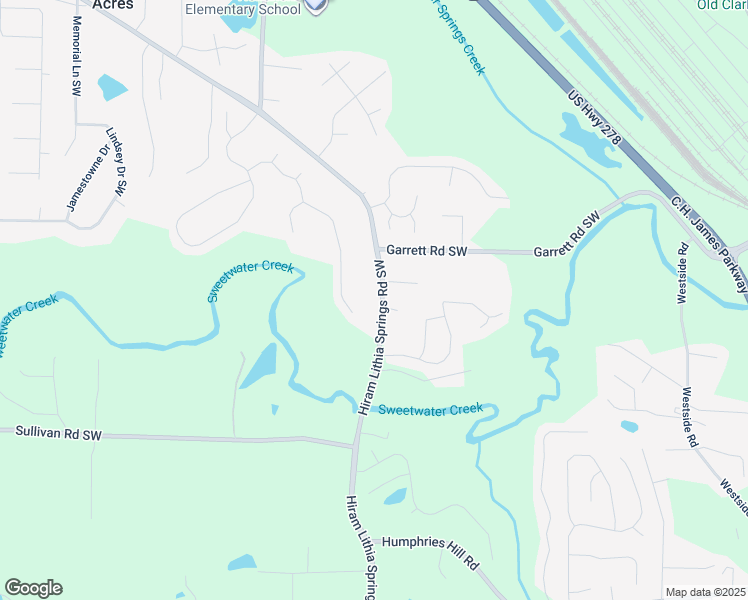 map of restaurants, bars, coffee shops, grocery stores, and more near 5530 Hiram Lithia Springs Road Southwest in Powder Springs