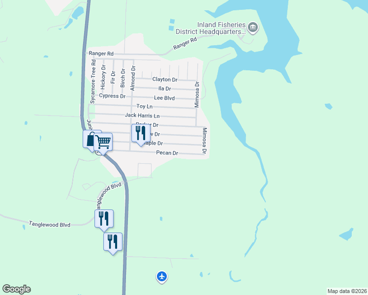 map of restaurants, bars, coffee shops, grocery stores, and more near 287 Pecan Drive in Pottsboro
