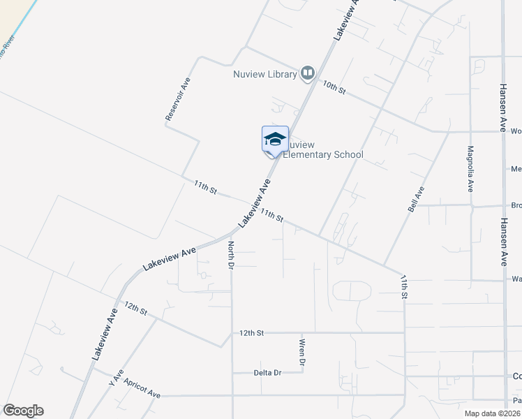 map of restaurants, bars, coffee shops, grocery stores, and more near 11th Street in Nuevo