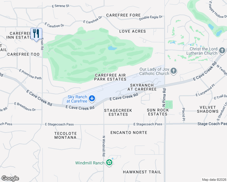 map of restaurants, bars, coffee shops, grocery stores, and more near 8502 East Cave Creek Road in Carefree