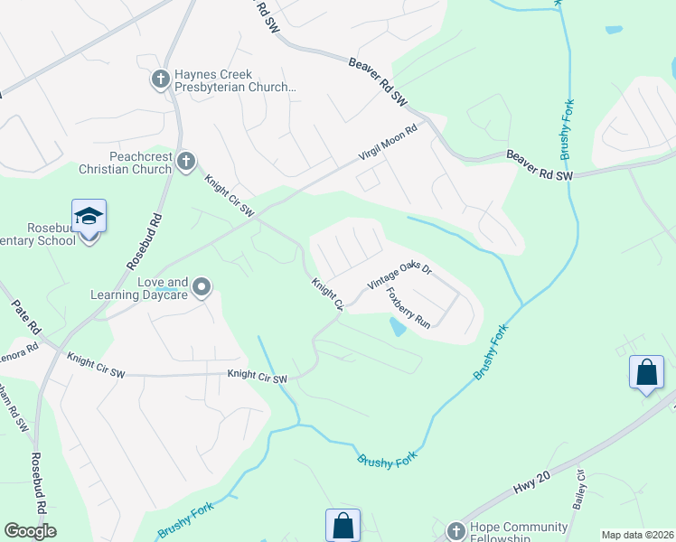 map of restaurants, bars, coffee shops, grocery stores, and more near 1631 Ewing Farm Drive in Loganville
