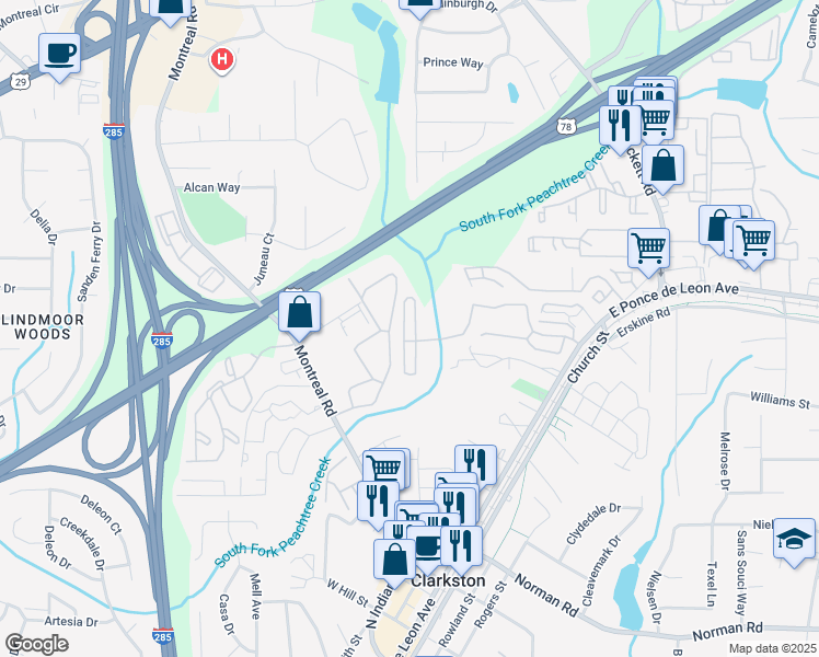map of restaurants, bars, coffee shops, grocery stores, and more near 100 Wild Circle in Clarkston