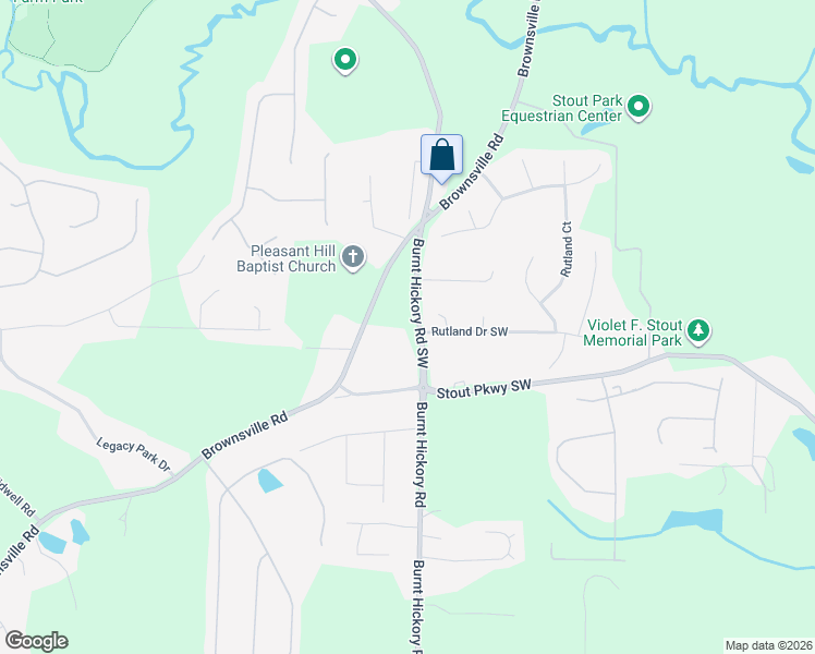 map of restaurants, bars, coffee shops, grocery stores, and more near 5650 Burnt Hickory Road in Powder Springs