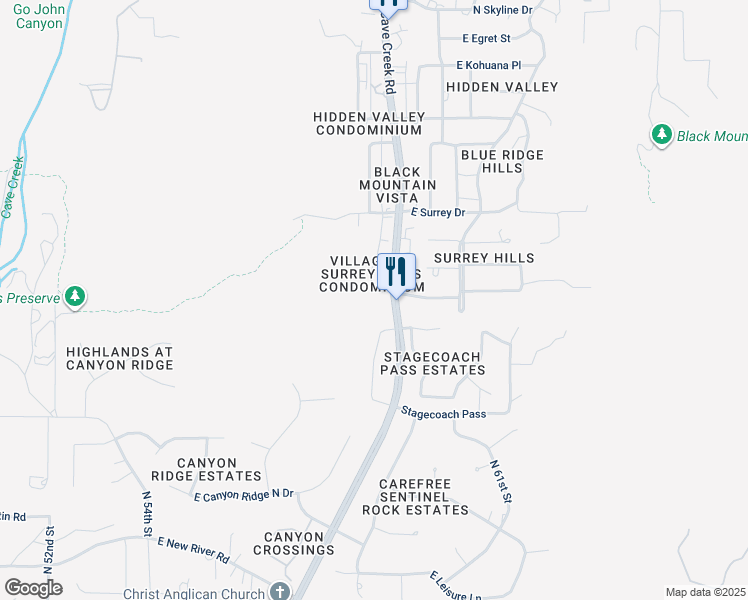 map of restaurants, bars, coffee shops, grocery stores, and more near 36600 North Cave Creek Road in Cave Creek