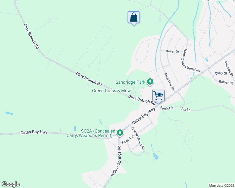 map of restaurants, bars, coffee shops, grocery stores, and more near 1183 Dirty Branch Road in Conway