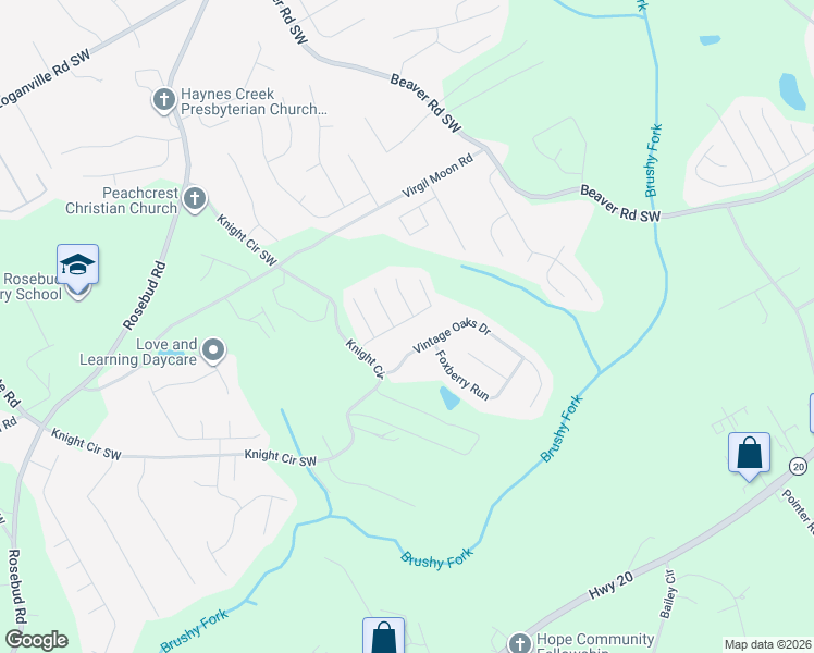 map of restaurants, bars, coffee shops, grocery stores, and more near 2221 Vintage Oaks Drive in Loganville