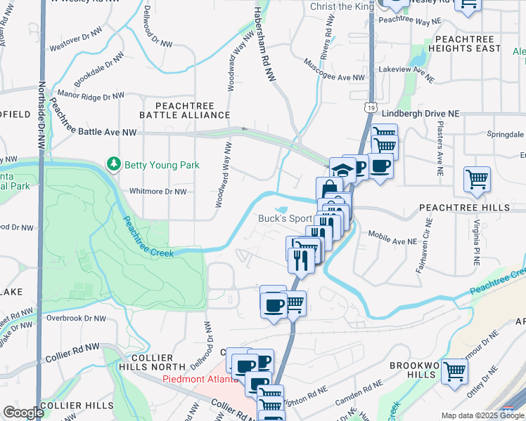 map of restaurants, bars, coffee shops, grocery stores, and more near in Atlanta