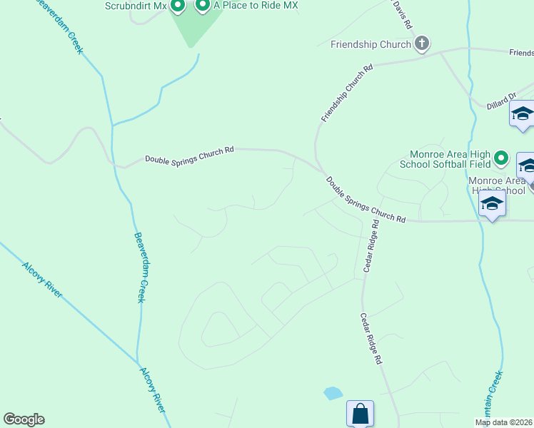 map of restaurants, bars, coffee shops, grocery stores, and more near 1218 Morgans Run in Monroe