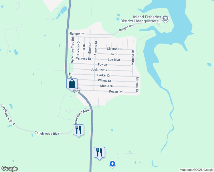 map of restaurants, bars, coffee shops, grocery stores, and more near 121 Pecan Drive in Pottsboro