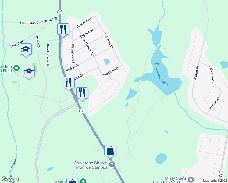 map of restaurants, bars, coffee shops, grocery stores, and more near 220 Tanglewood Drive in Monroe