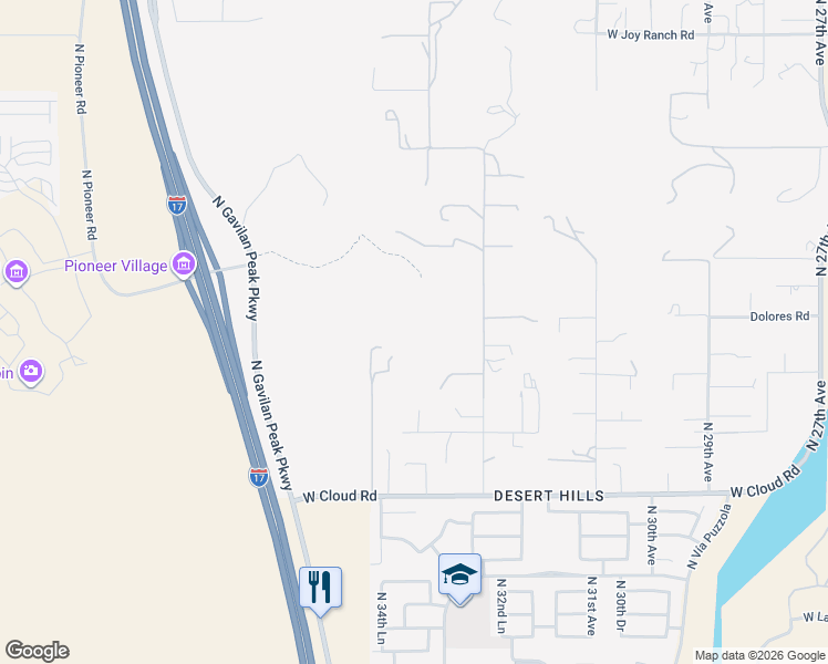 map of restaurants, bars, coffee shops, grocery stores, and more near 3436 West Carriage Lane in Phoenix