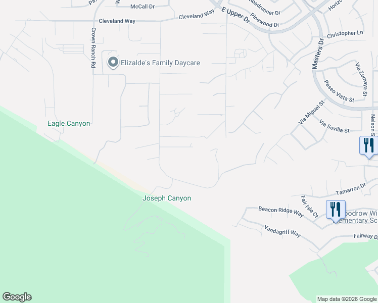 map of restaurants, bars, coffee shops, grocery stores, and more near 1140 Nick Circle in Corona