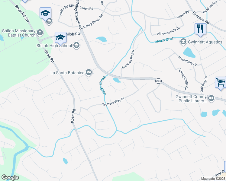map of restaurants, bars, coffee shops, grocery stores, and more near 2950 Brannan Road Southwest in Snellville