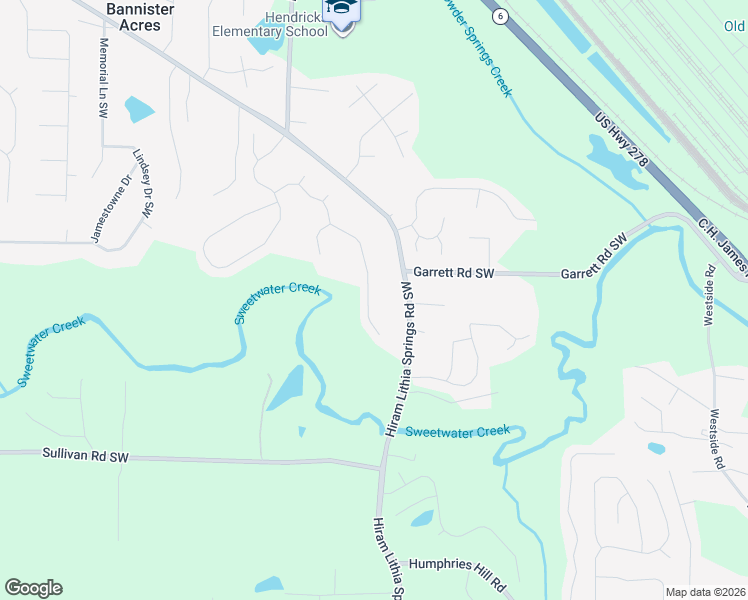 map of restaurants, bars, coffee shops, grocery stores, and more near 4080 Sweetsprings Terrace Southwest in Powder Springs