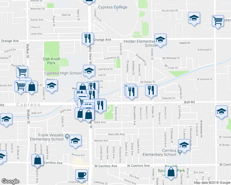 map of restaurants, bars, coffee shops, grocery stores, and more near 6171 Stonehaven Lane in Cypress