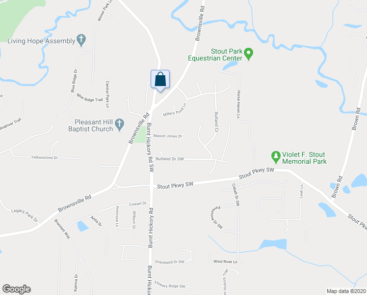 map of restaurants, bars, coffee shops, grocery stores, and more near 5701 Rutland Circle Southwest in Powder Springs