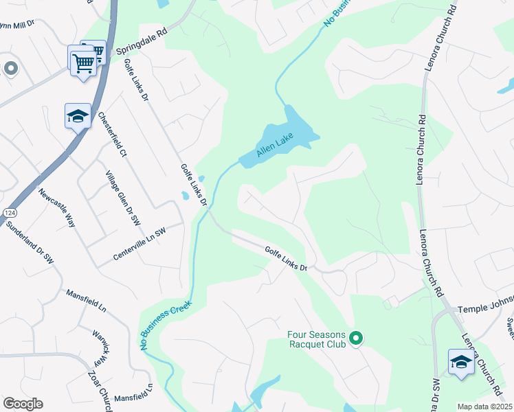 map of restaurants, bars, coffee shops, grocery stores, and more near 3870 Golfe Links Drive in Snellville