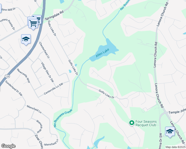 map of restaurants, bars, coffee shops, grocery stores, and more near 3114 Golfe Links Court Southwest in Snellville