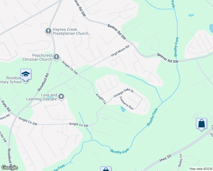 map of restaurants, bars, coffee shops, grocery stores, and more near Henry Ridge Court in Gwinnett County