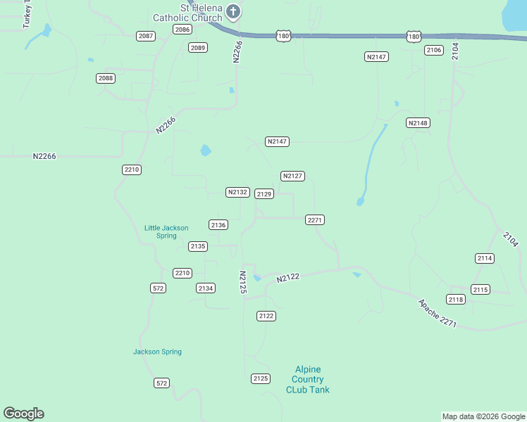map of restaurants, bars, coffee shops, grocery stores, and more near County Road 2129 in Alpine